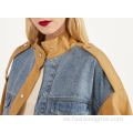 Diseñador de mujeres de dos colores Jeans Jacket